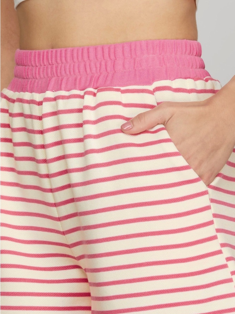 She and Sky Pink and White Striped Lounge Shorts